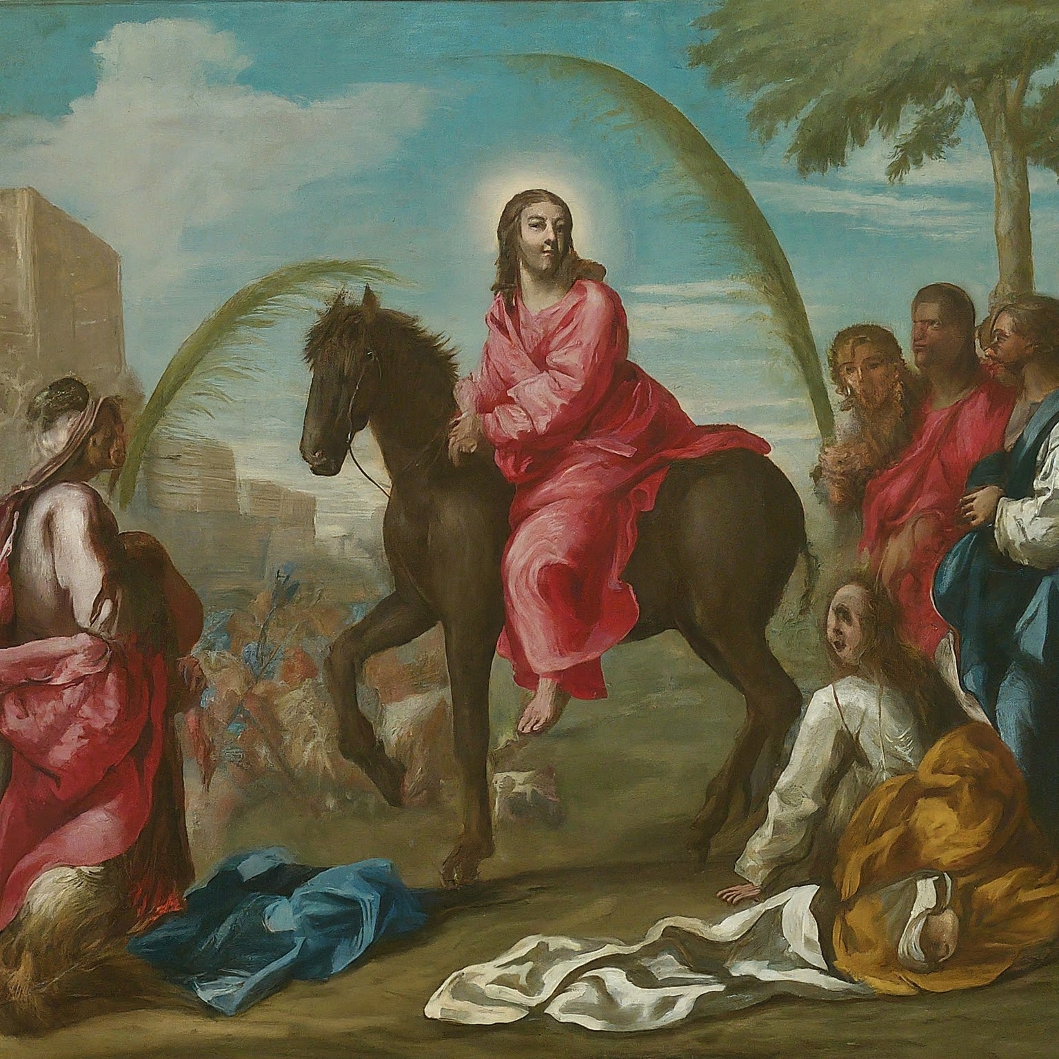 Christ riding a donkey into Jerusalem