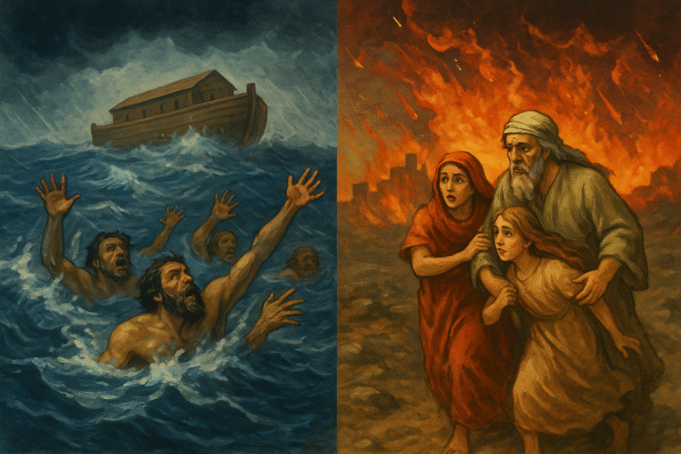 The Flood and Lot and Daughters Fleeing