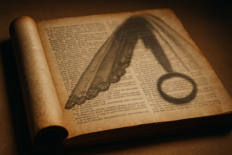 Scroll with a veil and ring on top of it.